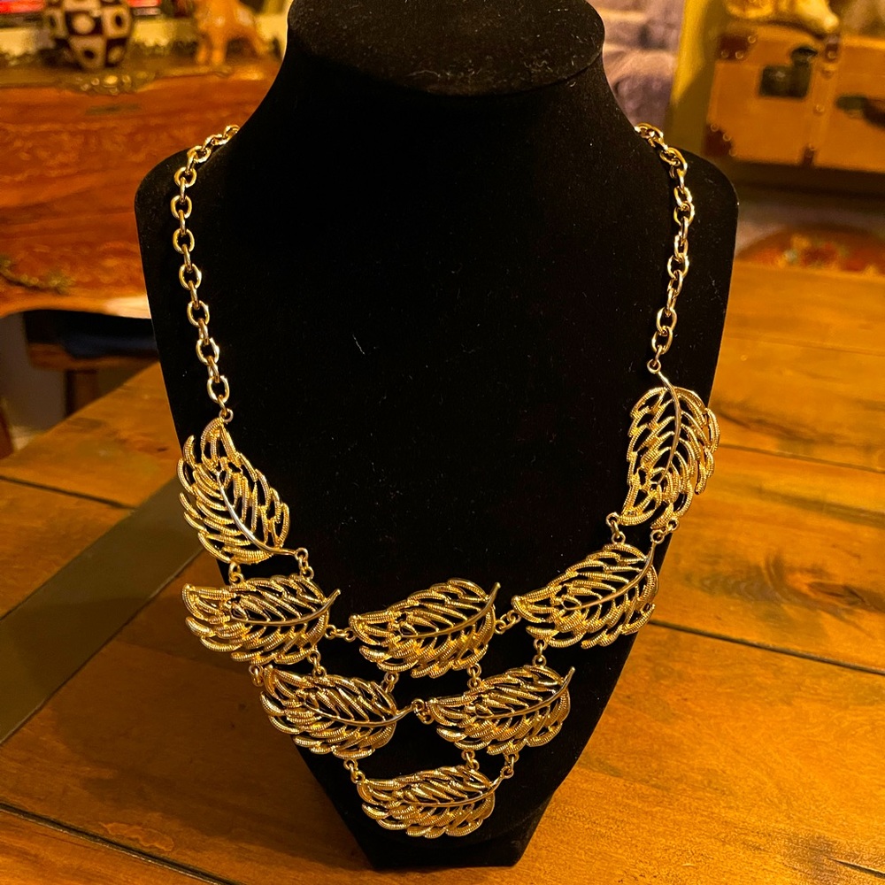 Gold Leaf Statement Necklace